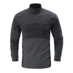 ACS Tactical Uniform Black Camouflage Hunting Field Top Quick Dry Feature Knitted Fabric Combat Frog Stand Collar Zipper Closure