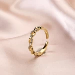 Adjustable 18k Gold Plated Thin Twist Index Finger Rings Rhinestone Twisted Rope Open Ring