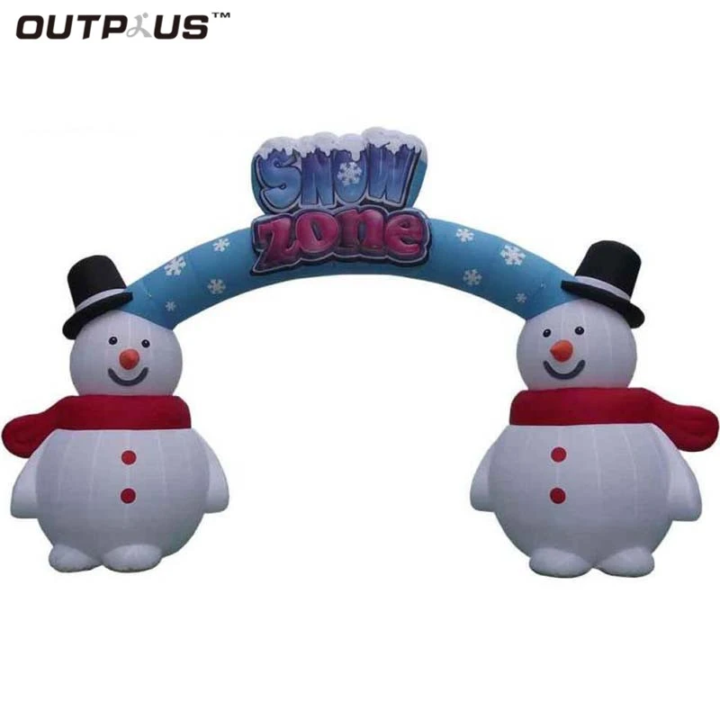 Advertising event used inflatable santa snowman arch finish line