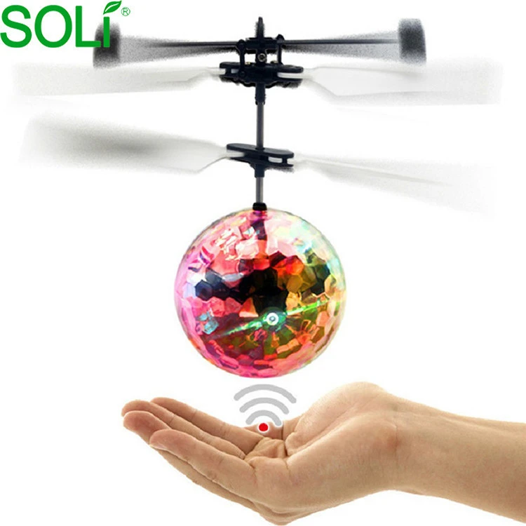 Amazon Best Sellers Newest Creative Colorful Mini Helicopter Aircraft Plastic With Ball Flying Crystal