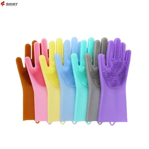 Amazon Hot Selling Reusable Household Cleaning Silicone Dishwashing Brush Gloves