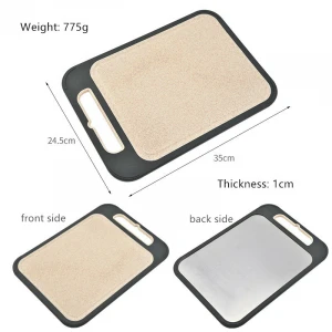 Amazon New Best Selling Kitchen Non-slip Multifunction 304 Stainless Steel Wheat Straw Double Sided Chopping Cutting Board