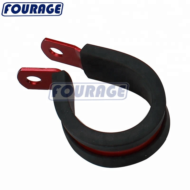 Anodized Aluminum Oil Fuel Line Hose Tube Pipe Rubber Lined Cushioned P Clamp Clip