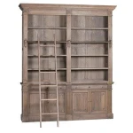 Antique recycle teak wood bookcase with ladder