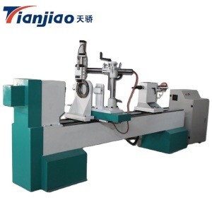 Automatic CNC 3D single axis two blades turning broaching engraving wood copy turning lathe machine with adjustable  gymbal