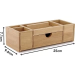 Bamboo desk organizer | Home and office desk organizers and accessories - wood desktop organizer with drawers and shelf