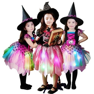 Beautiful Fancy Led Light Up Children Kids Witches Dress Halloween Costume For Girls