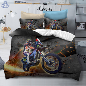 Bedding Motorcycle Racing Printed Bedding (No Comforter and Sheet) Set for Kids Teen Boys-Duvet Cover+2 Pillow Shams