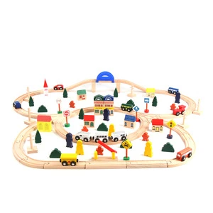 Beech colorful large wooden toy train with long track set 1 year old