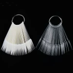 Bellehome Nail Sample Sticks Clear Nature Stiletto Nail Color Display Tips Nail Art Polish Practice Board Tip with Metal Rings