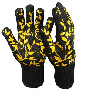 BEST Heat Resistant BBQ/Oven Gloves Hot Sale Double Ply Nomex/Aramid Cotton Short Cuff Food Contact  for Hot Metal Handing