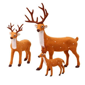 Best Selling Simulation Christmas Sika Deer Ornaments Plush Animal Toys Model Christmas Decorations