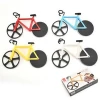 Bicycle Pizza Cutter Wheel Non-stick Dual Cutting Wheels Stainless Steel Bike Pizza Slicer for Pizza Lovers Kitchen Gadget Cool