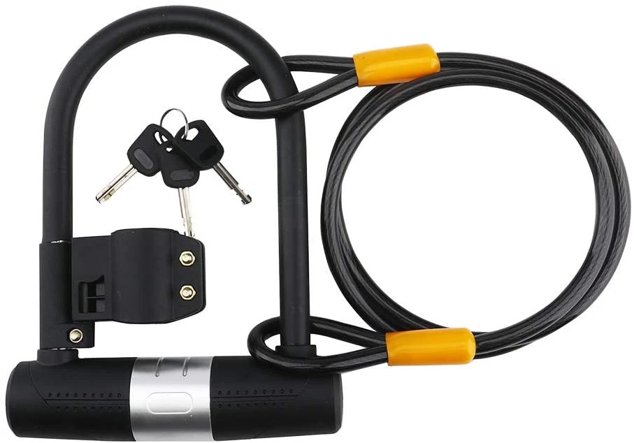 Bike U Lock with Cable Lock Heavy Duty Bicycle U-Lock with Mounting Bracket for Road Mountain Electric Folding Bike