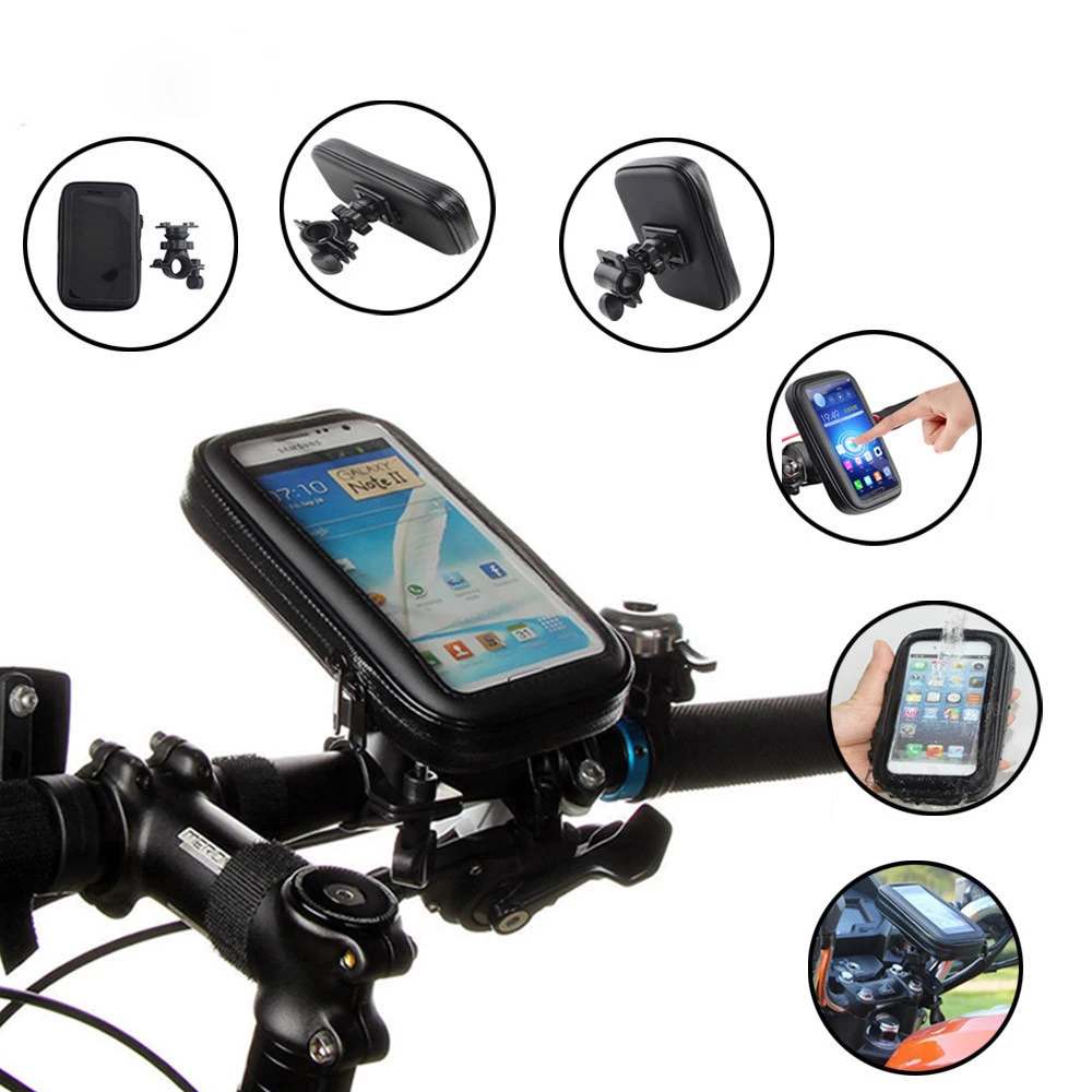Bike Waterproof Case Bag for GPS 4.7/5.5 Inch Smartphone Motorcycle Cellphone Mount Support Bicycle Phone Holder Accessories