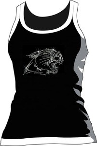 Bling panther rhinestone iron on transfer for T-shirts