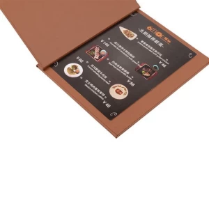 book style design black pu leather restaurant menu folder