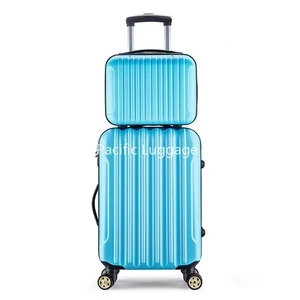 Bright Blue Color Beauty Case + 20 Inch Luggage 2pcs ABS PC Luggage Set