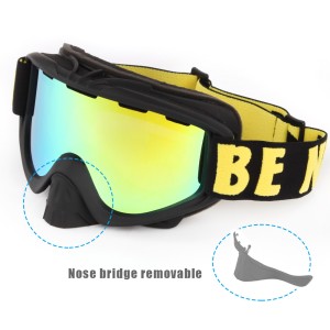 BSCI Certificated Ski Goggles Manufacturer Wholesale Sports Goggles Stylish Colorful OEM Skiing Goggles with Removable Nose Guard