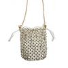 Canvas Pearl Bucket Bag Barrel Bag for Women Trendy High End Luxury Drawstring Evening Bag