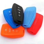 Car key protector cover silicone rubber carbon fiber for Geely