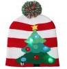 Cartoon children&#x27;s Christmas knitted hats fall/winter caps LED fur ball caps with lights