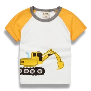 Cartoon T Shirt For Kids 2018 Summer Children Tops Cotton Tees Baby Excavator Print T-shirts Boys Clothing Girls Clothes