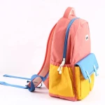 CHANGRONG Custom Unisex Zipper Closure Vintage Color Block Design School Backpack with Polyester Lining