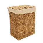 Cheap Folding Natural Water Hyacinth laundry Handmade straw woven storage home laundry basket with liner set for hotel laundry