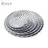 Cheap price decorative magnolia pattern round dinner food tray stainless steel serving dish