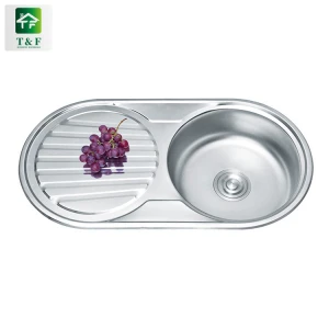 cheap price stainless steel single bowl single drainboard kitchen sink single bowl kitchen sink round With Faucet