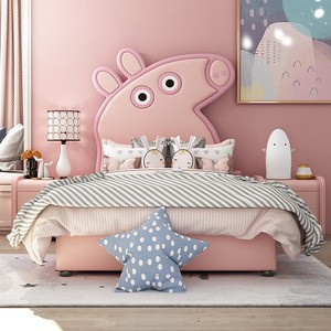 Child bed Girl pink color bed cartoon kid bed 1.2m 1.5m single child room storage furniture