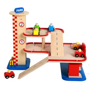 China Manufacturer China Supplier 3 Layer Park lots Wood Car Play House Game YZ398 Pretend Play Toys Wooden Toys for kids