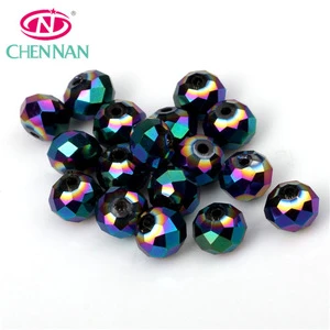 China Pujiang crystal manufacture faceted glass rondelle beads shinning plating glass beads multi color for jewelry making beads