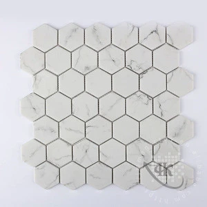 China supplier top ink jet printing statuario white marble design glass bathroom wall mosaic tiles