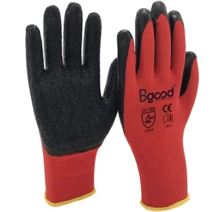 China wholesale red work gloves latex coated work gloves crinkle latex gloves good quality super grip for gardening work