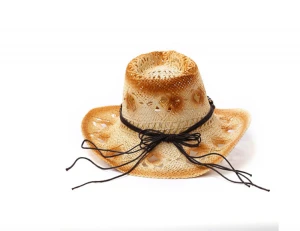 Chinese factory straw cowboy hat men promotional straw cowboy hats mens straw sun hat wide brim cowboy style for sale