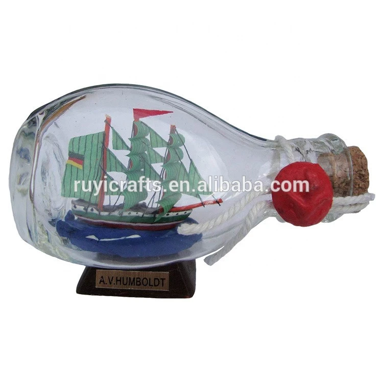 Clear Glass Decorative Nautical Decor Vintage Ship In a Bottle