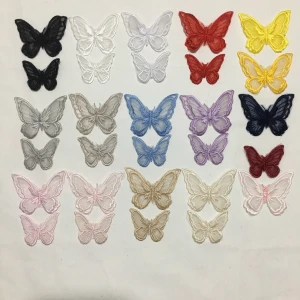 Computer Embroidery Custom Clothing Accessories Clothes Patch Multicolor Double Layer Organza Embroidery Butterfly Cloth Sticker