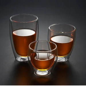country style drinking glasses blown double wall glass coffee cup 80ml