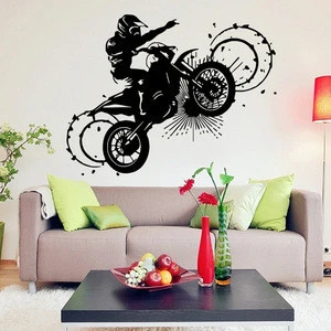 Creative Black Motorcycle Art Wall Stickers Sitting Room Decorative Wall Decal Sticker Removable Wallpaper Home Decor