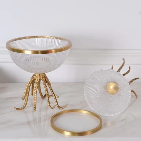 Creative Minimalist Octopus Glass Fruit Bowls Living Room Home Decor Accessories