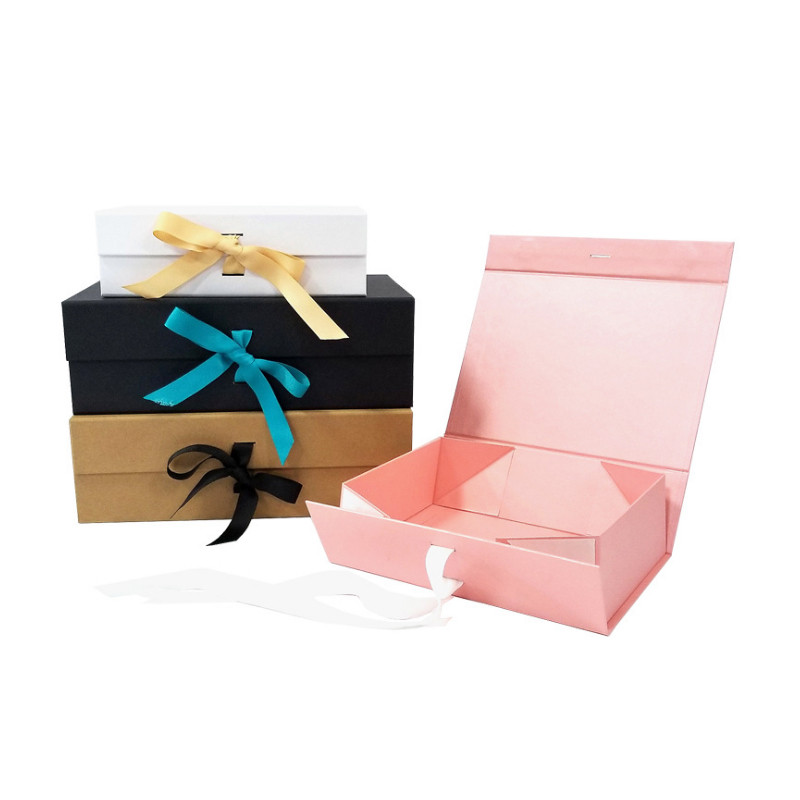 Buy Custom Gift Packaging Foldable Magnetic Gift Box With Ribbon ...