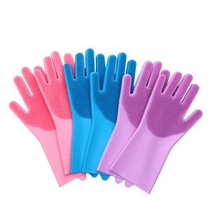 Custom Heat Resistant Magic Silicone Scrubber Rubber Silicone Brush Dish Cleaning Washing Dishes hand Gloves