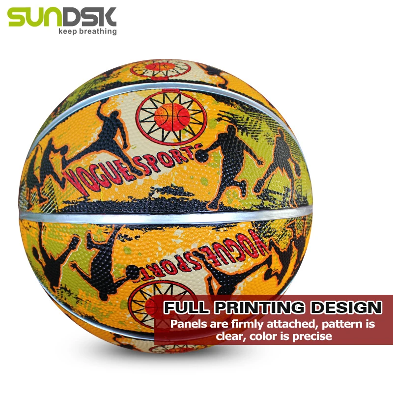 Custom logo full print rubber basketball ball size 7 china market  street oem balones de basket
