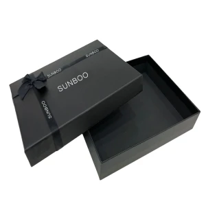 Custom packaging paper box black card paper box with customized logo lid and base packaging box