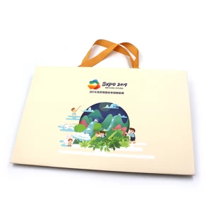 Custom Printed Luxury Gift Paper Shopping Bag Brown Kraft Paper Bags With Ribbon Handle