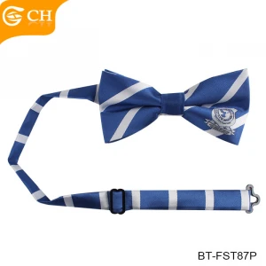 Custom School Uniform Bowtie Polyester Stripe Bow Tie With Your Own Logo