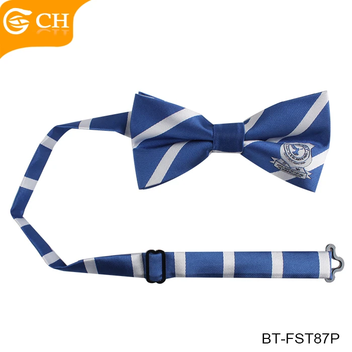 Custom School Uniform Bowtie Polyester Stripe Bow Tie With Your Own Logo