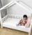 Import Custom solid wood children beds with house shape guardrail for girl boy baby beds protection against fall from China